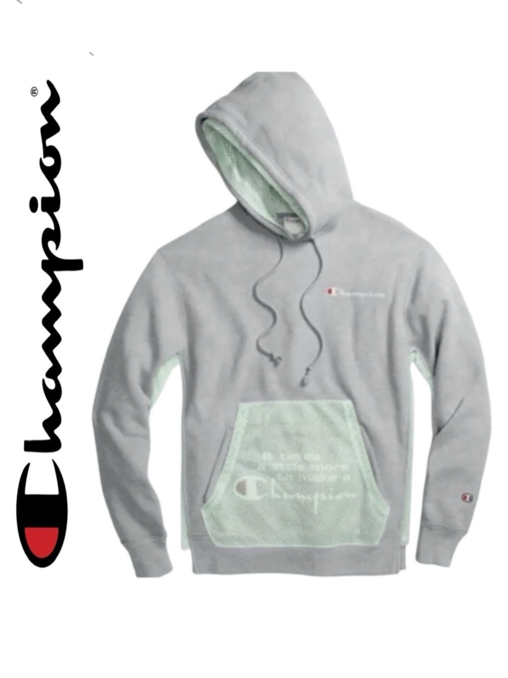 Men’s Champion Reverse Weave Mesh Pocket Hoodie Oxford Grey Large
